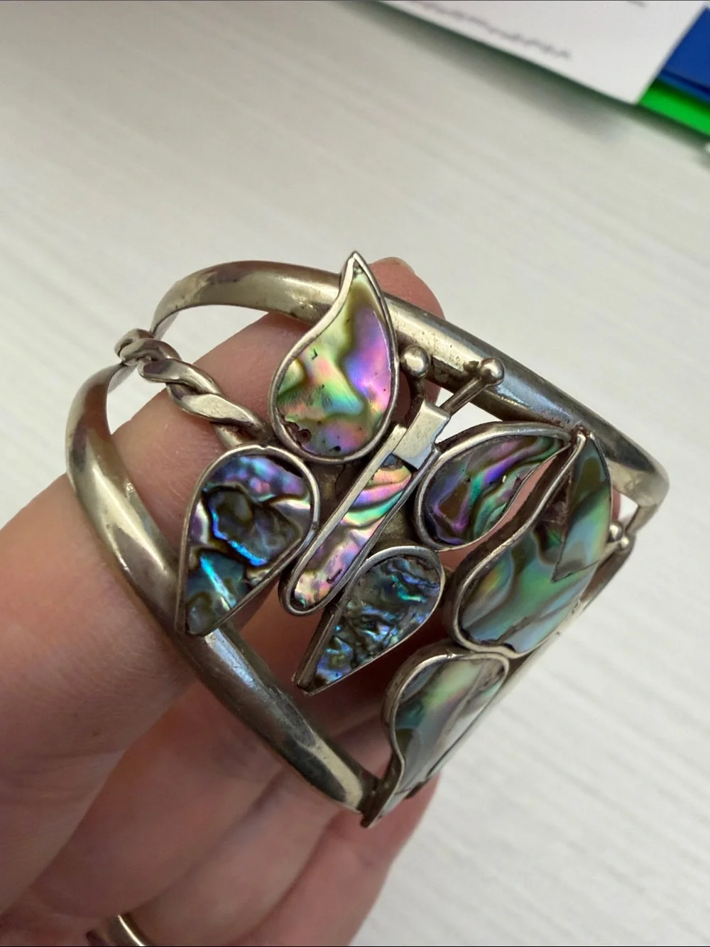 Abalone Butterfly Statement Cuff Bracelet - Iridescent